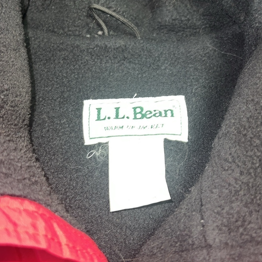 Vintage LL Bean Jacket Mens L Red Warm Up Bomber Full Zip Fleece Lined 90s - Picture 4 of 5